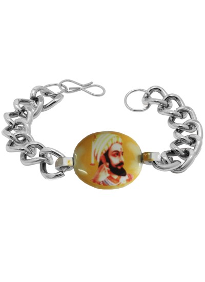 Elegant Silver shivaji Maharaj Stainless steel Bracelets